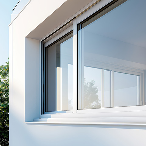 a large window with a protective film on it