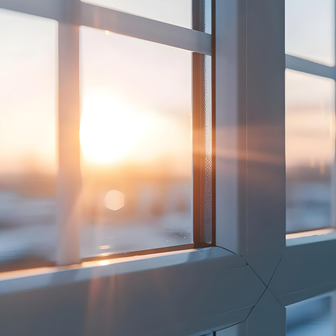 a window with a tinted solar control film to help protect the room from solar degradation