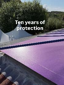 Solar control paint applied to glass and leaves a purple sheen of shielding
