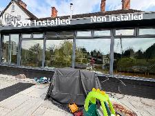 VS61 ultra light sprectral select Sunshield window film vs61 pre install sunshield window film ltd sutton coldfield solar control house home office school, exterior view part completed install