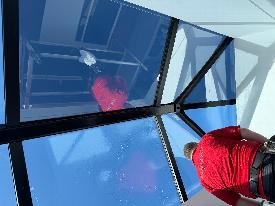 n1020 roof lantern bedworth during application of window film, sunshield windowfilm ltd