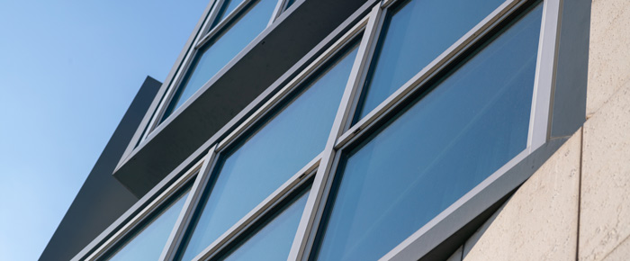 Window film on a commercial building